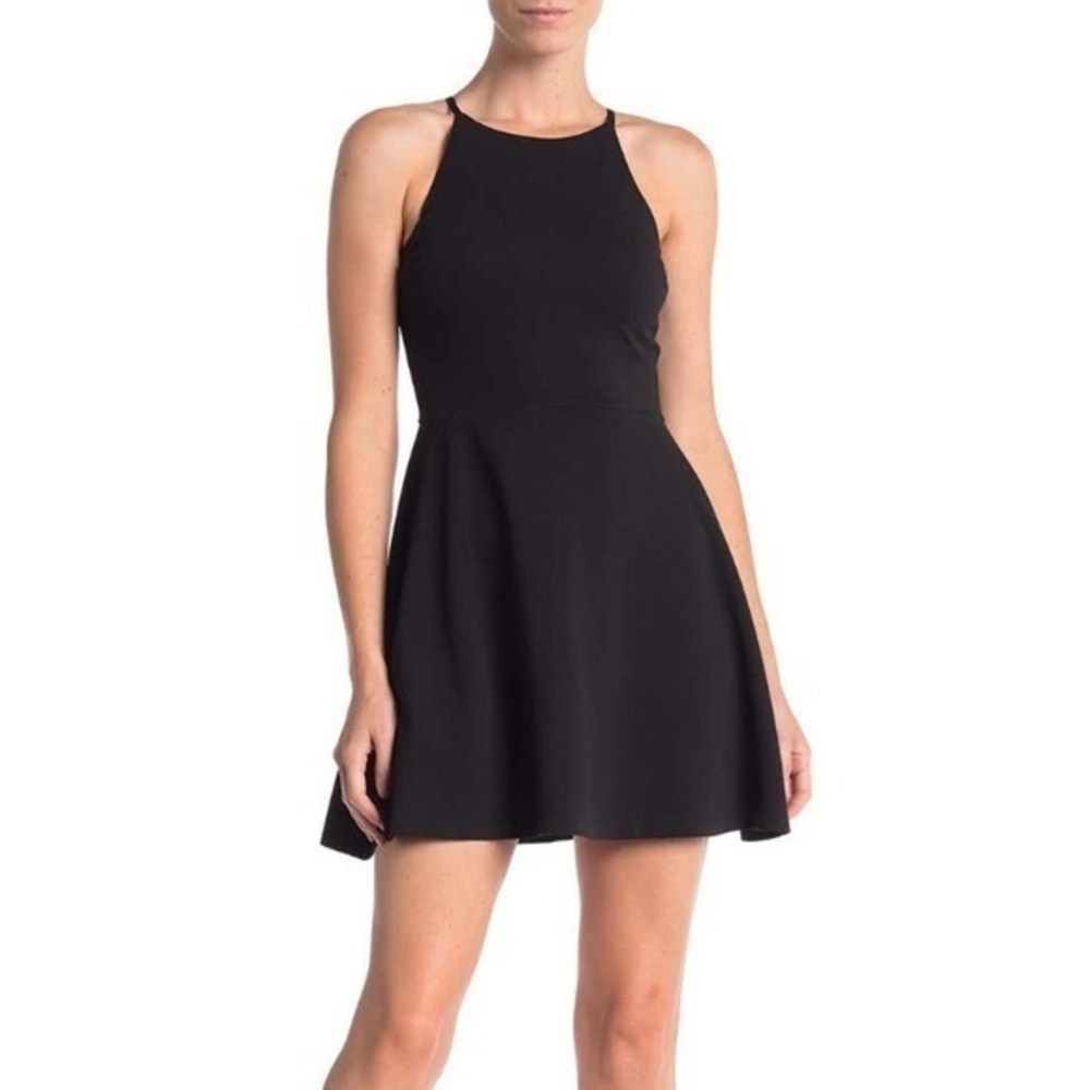 NWT Love…Ady Black Halter Skater Dress New Texture